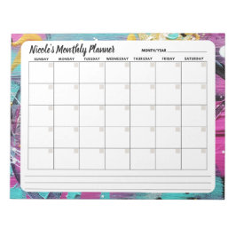 抽象芸術シックな月別カレンダーメモ帳 ノートパッド