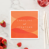 抽象芸術シックコンテンポラリーオレンジカスタムウェディング スタンダードランチョンナプキン (インサイチュ)