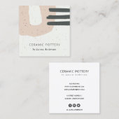 抽象芸術シックセラミックテクスチャピーチ斑点 スクエア名刺 (正面/裏面)