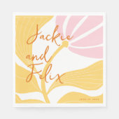 抽象芸術シックレトロカラフルフローラ結婚ズ スタンダードランチョンナプキン (正面)