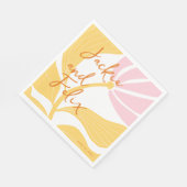 抽象芸術シックレトロカラフルフローラ結婚ズ スタンダードランチョンナプキン (角)