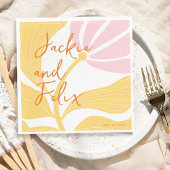 抽象芸術シックレトロカラフルフローラ結婚ズ スタンダードランチョンナプキン