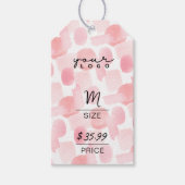 抽象芸術シック赤面ピンクQR衣料価格ラベル ギフトタグ (正面)
