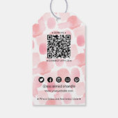 抽象芸術シック赤面ピンクQR衣料価格ラベル ギフトタグ (裏面)