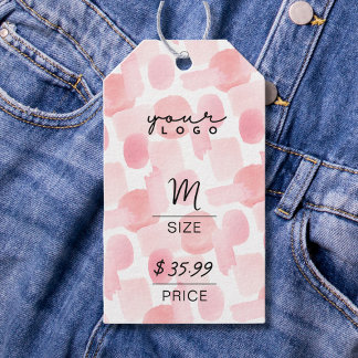 抽象芸術シック赤面ピンクQR衣料価格ラベル ギフトタグ