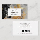 抽象芸術シック金ゴールドグリッターブラックブラシストローク 名刺 (正面/裏面)