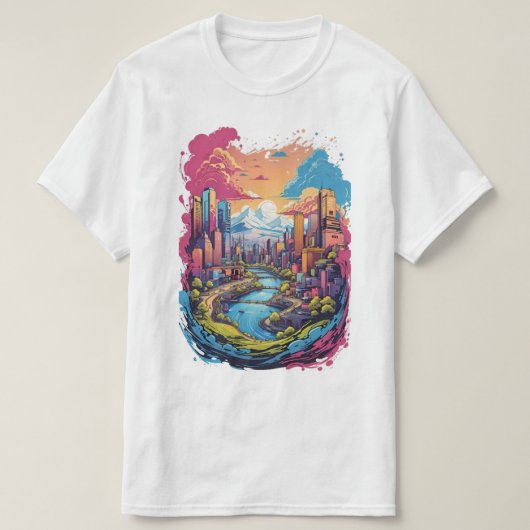 抽象芸術シティシーンTシャツ Tシャツ (デザイン正面)