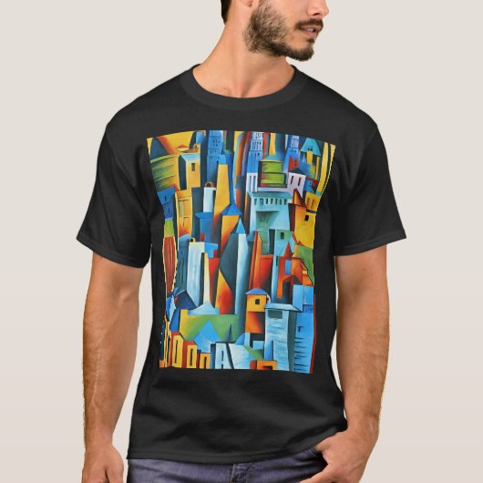 抽象芸術シティスケープ建物超高層ビルアートT-Sh Tシャツ (正面)