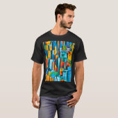抽象芸術シティスケープ建物超高層ビルアートT-Sh Tシャツ (正面フル)