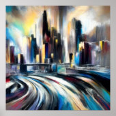 抽象芸術シティ建物懸命パステルスケッチII ポスター (正面)
