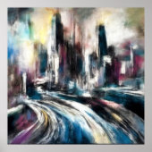 抽象芸術シティ建物懸命パステルスケッチIII ポスター (正面)