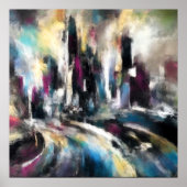抽象芸術シティ建物懸命パステルスケッチVII ポスター (正面)