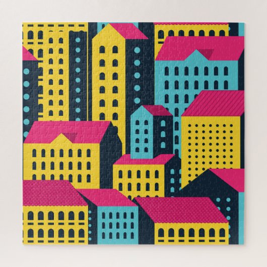 抽象芸術シティ建物景観ヴィンテージ ジグソーパズル (縦)