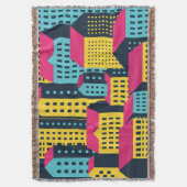 抽象芸術シティ建物景観ヴィンテージ スローブランケット (正面縦)