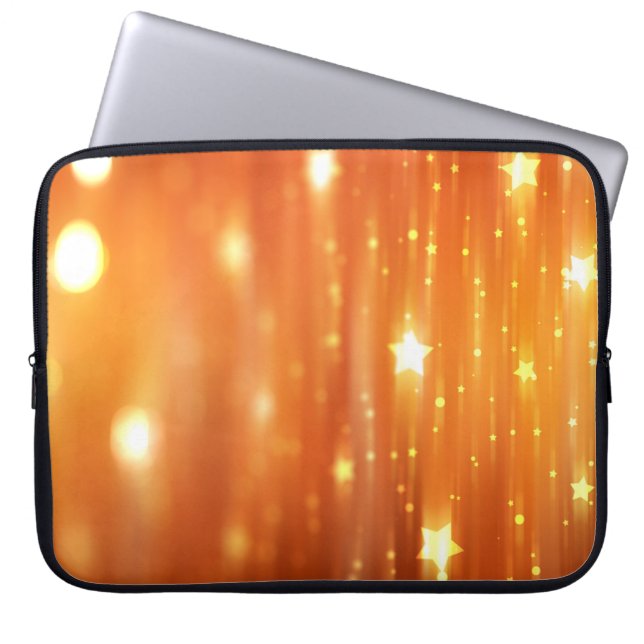 抽象芸術シャイニーオレンジの背景概要，アート，背景 ラップトップスリーブ (正面)