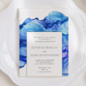 抽象芸術シルクブルー結婚式招待状 招待状