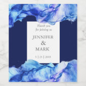 抽象芸術シルク結婚ブルーのワインラベル ワインラベル (シングルラベル)