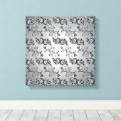 抽象芸術シルバーとブラックのチューリップボートパターン キャンバスプリント (インサイチュ (ウッドフロア))