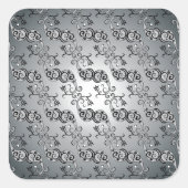 抽象芸術シルバーとブラックのチューリップボートパターン スクエアシール (正面)