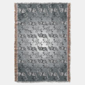 抽象芸術シルバーとブラックのチューリップボートパターン スローブランケット (正面縦)