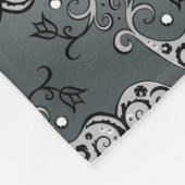 抽象芸術シルバーとブラックのチューリップボートパターン フリースブランケット (角)