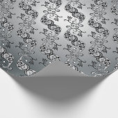 抽象芸術シルバーとブラックのチューリップボートパターン ラッピングペーパー (角)