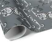 抽象芸術シルバーとブラックのチューリップボートパターン ラッピングペーパー (ロールコーナー)