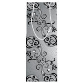 抽象芸術シルバーとブラックのチューリップボートパターン ワインギフトバッグ (裏面)