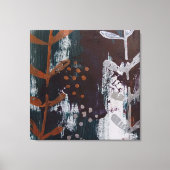 抽象芸術シルバーと銅アートのティール（緑がかった色）背景 キャンバスプリント (正面)