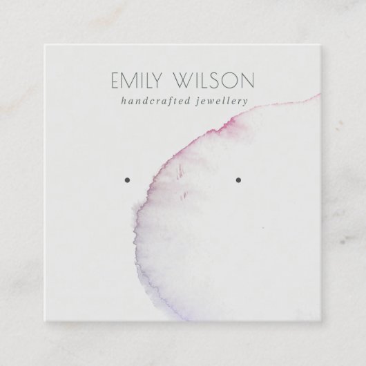 抽象芸術シルバーグレーピンクパープルのイヤリングディスプレイ スクエア名刺 (正面)
