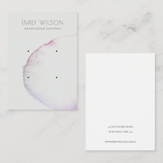 抽象芸術シルバーグレーピンクパープル2イヤリングディスプレイ 名刺 (正面/裏面)