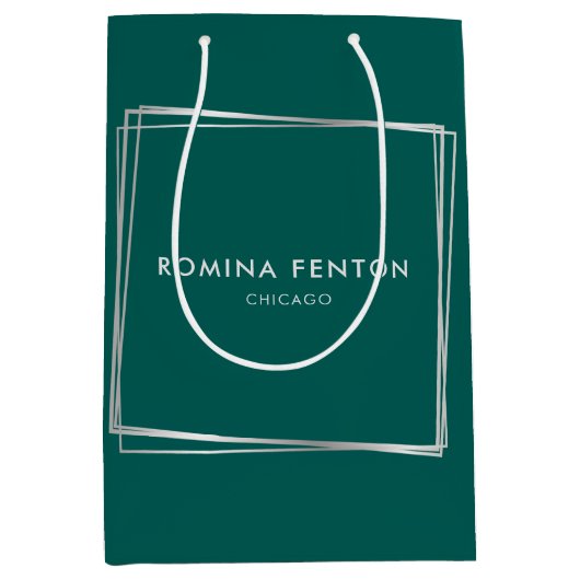 抽象芸術シルバーフレームモダンプロフェッショナル ミディアムペーパーバッグ (正面)