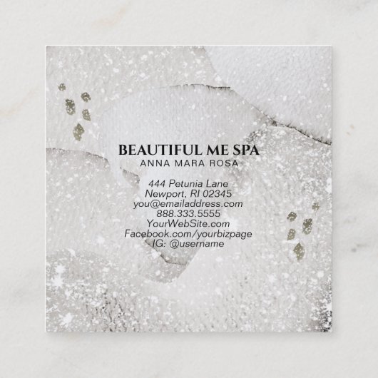 *~*抽象芸術シルバーブラックグリッター名刺 スクエア名刺 (裏面)