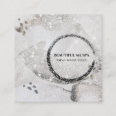 *~*抽象芸術シルバーブラックグリッター名刺 スクエア名刺 (正面)