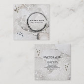 *~*抽象芸術シルバーブラックグリッター名刺 スクエア名刺 (正面/裏面)