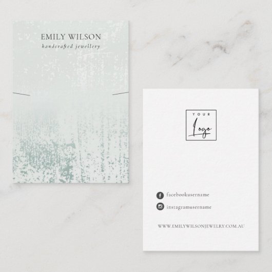 抽象芸術シルバーレインアクアテクスチャネックレスディスプレイ 名刺 (正面/裏面)