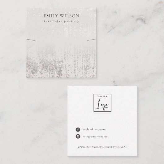 抽象芸術シルバーレトルメントネックレスバンドテンプレート スクエア名刺 (正面/裏面)