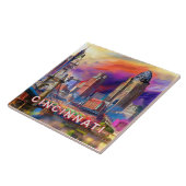 抽象芸術シンシナティスカイラインアートモダンシティ タイル (側面)