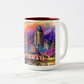 抽象芸術シンシナティ・スカイライン ツートーンマグカップ (正面右)