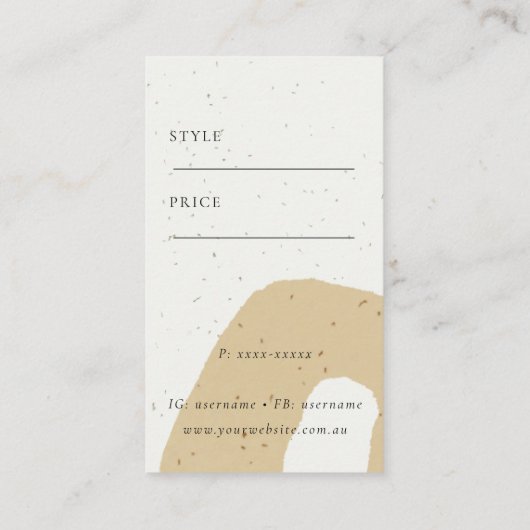 抽象芸術シンプルセラミックオークレロゴ価格ラベル 名刺 (裏面)