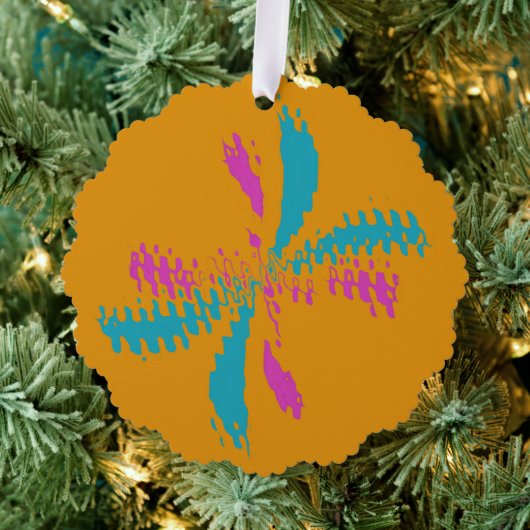 抽象芸術シンプルバタフライフライトの乱れたパターン オーナメントカード (インサイチュ (木))