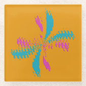 抽象芸術シンプルバタフライフライトの乱れたパターン ガラスコースター (正面)