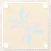 抽象芸術シンプルバタフライフライトの乱れたパターン ガラスコースター (裏面)