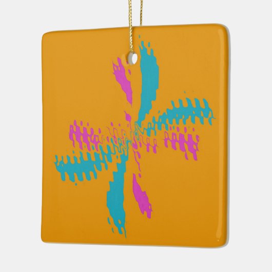 抽象芸術シンプルバタフライフライトの乱れたパターン セラミックオーナメント (左)