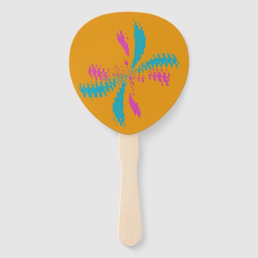 抽象芸術シンプルバタフライフライトの乱れたパターン ハンドファン (正面)