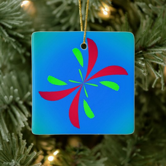 抽象芸術シンプルバタフライレトロ模様 セラミックオーナメント (ツリー)