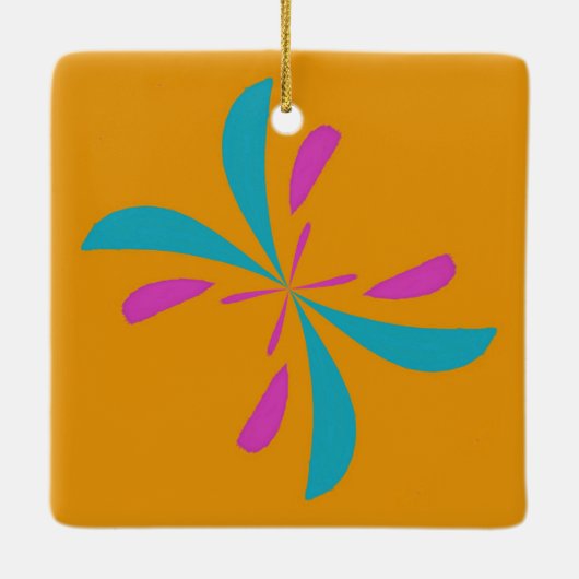 抽象芸術シンプルバタフライ飛行パターン セラミックオーナメント (裏面)