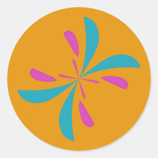 抽象芸術シンプルバタフライ飛行パターン ラウンドシール (正面)