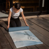 抽象芸術シンプルマーブルブルーと赤面ピンク ヨガマット