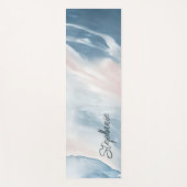 抽象芸術シンプルマーブルブルーと赤面ピンク ヨガマット (正面)